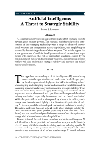 Artificial Intelligence- A Threat to Strategic Stability 1