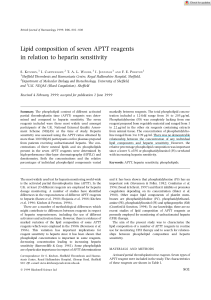 Lipid composition of seven APTT reagents in relation to heparin sensitivity
