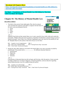 Foundations of Mental Health Care 8th Edition by Morrison-Valfre Test Bank