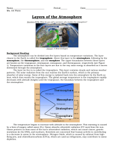5 - Layers of the Atmosphere HW Worksheet