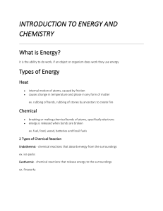 INTRODUCTION TO ENERGY AND CHEMISTRY