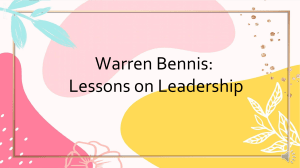 Warren Bennis Lessons on Leadership