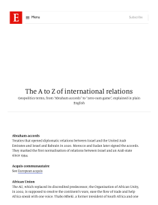 The A to Z of international relations   The Economist