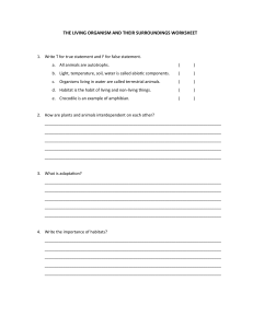 THE LIVING ORGANISM AND THEIR SURROUNDINGS WORKSHEET