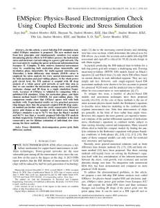 EMSpice physics-based electromigration check using coupled electronic and stress simulation