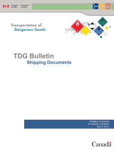 TDG BULLETIN - SHIPPING DOCUMENT - PDF EN