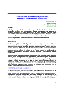 Transformation of University Organizations: Leadership and Managerial Implications