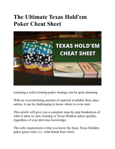Texas Holdem Cheat Sheet
