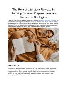 The Role of Literature Reviews in Informing Disaster Preparedness and Response Strategies