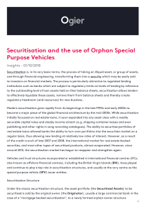 Ogier - Securitisation and the use of Orphan Special Purpose Vehicles