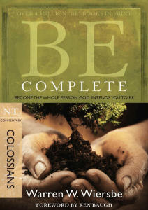 Be Complete (Colossians) - Warren W. Wiersbe