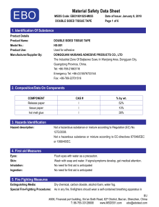 MSDS for HX-001 double sided tissue tape
