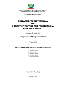 Research Project Manual and Format