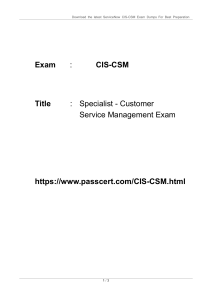 ServiceNow Customer Service Management CIS-CSM Dumps 2023
