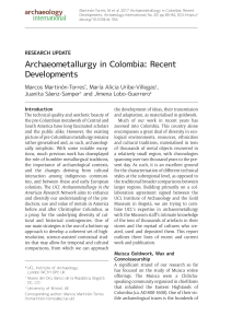 Archaeometallurgy in Colombia Recent Developments