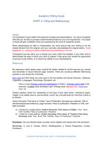 Academic Writing - 2 Citation and Referencing