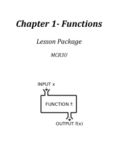 Grade 11 Functions - Chapter 1 Lesson 