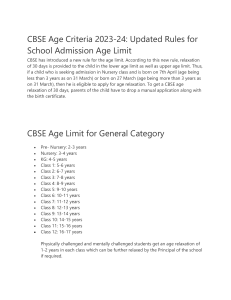 CBSE Age Criteria 2023
