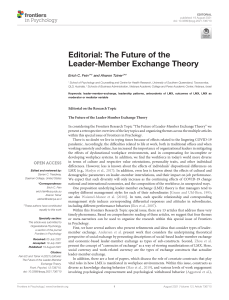 Editorial: The Future of the Leader-Member Exchange Theory