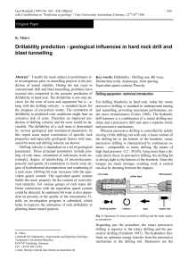 Drillability prediction - geological influences in hard rock drill and blast tunneling
