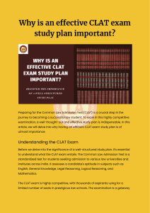 Why is an effective CLAT exam study plan important?