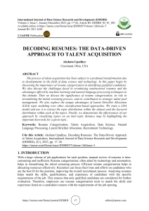 DECODING RESUMES: THE DATA-DRIVEN APPROACH TO TALENT ACQUISITION