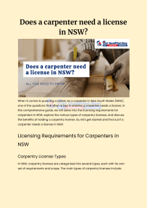 Does a carpenter need a license in NSW?