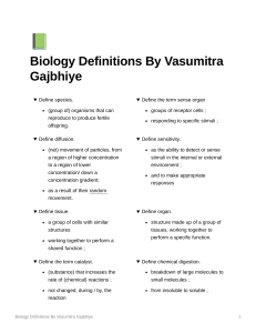 Biology Definitions By Vasumitra Gajbhiye