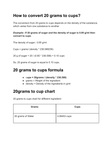 How to convert 20 grams to cups