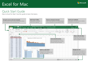 EXCEL 2016 FOR MAC QUICK START GUIDE