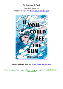 PDF Download If You Could See the Sun by Ann Liang