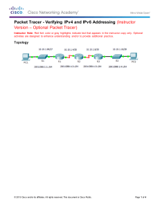 7.3.2.5 Packet Tracer - Verifying IPv4 and IPv6 Addressing - ILM