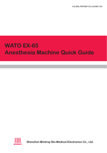 Mindray Wato EX-65 Anaesthesia Machine - Quick user guide