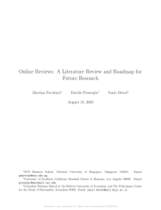 Online Reviews A Literature Review and Roadmap for Future Research