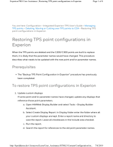 Backing up the TPS point configuration in Experion