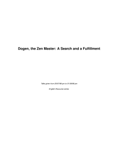 Dogen, the Zen Master. A Search and a Fulfillment