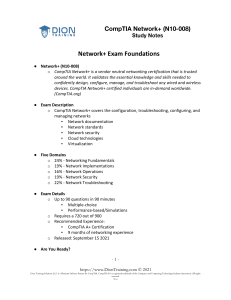 CompTia Network+ Study Notes