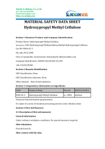 ANXIN CELLULOSE CO.,LTD:MSDS HYDROXYPROPYL METHYL CELLULOSE HPMC
