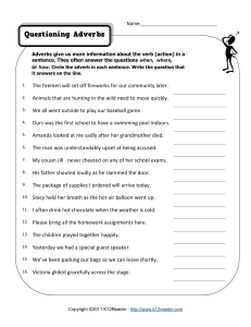 Questioning Adverbs   Adverb Worksheets