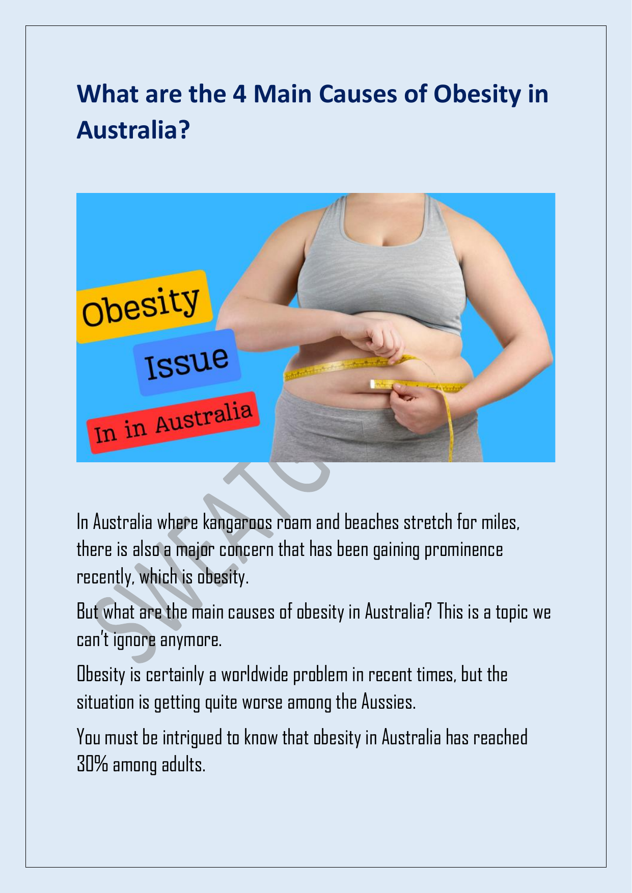What are some of the major causes of obesity in Australia?