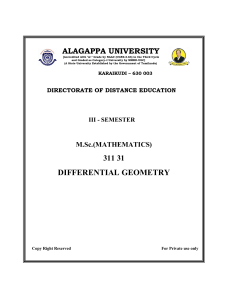 PG M.Sc. Mathematics 31131 DIFFERENTIAL GEOMETRY
