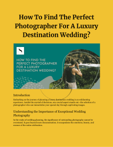 How To Find The Perfect Photographer For A Luxury Destination Wedding?