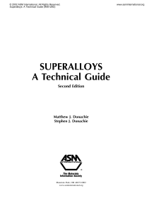 Superalloys A Technical Guide, 2nd Ed, Matthew J. Donachie