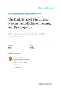 The Dark Triad of Personality Narcissism Machiavel