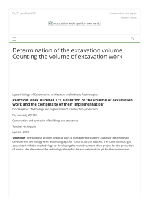 foundation determination of the excavation volume counting