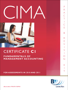 CIMA - C01 Fundamentals of Management Accounting Revision Kit (Bpp Learning Media)