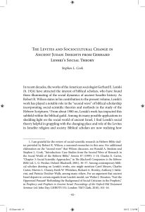 The Levites and Sociocultural Change in