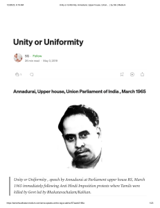 Unity or Uniformity. Annadurai, Upper house, Union…   by SG   Medium