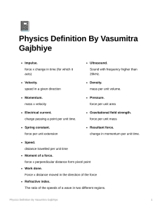 IGCSE Physics Definitions