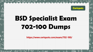 BSD Specialist Exam 702-100 Dumps Questions